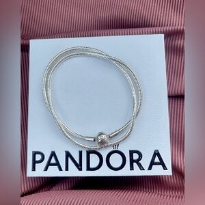 Authentic Pandora Necklace, Pandora Moments Snake Chain, #590742HV